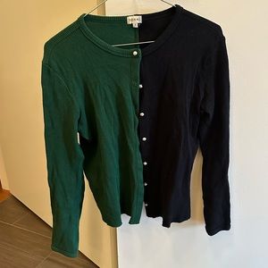 Donni duo color cardigan black & green